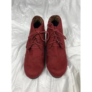 Maroon Lace Up Wedges